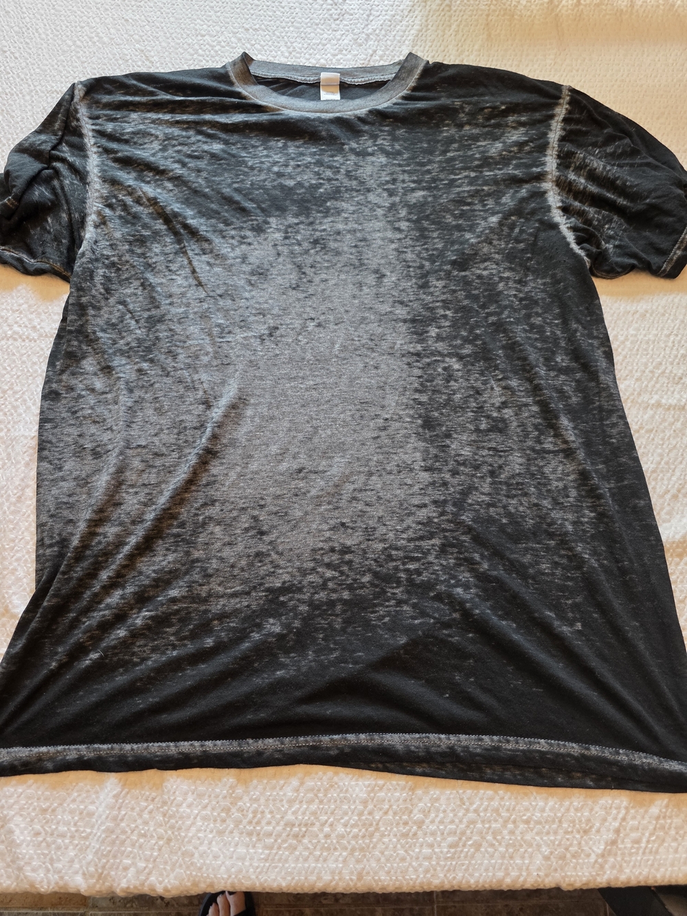 Washed Burn Out  Black Short Sleeve Women's Tee L